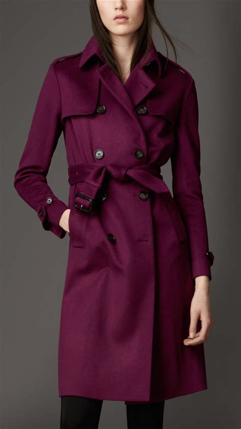 Euc Burberry Coat in plum Size 10 Mid Length Coat 